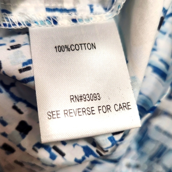 Tyler Boe Claudette Cotton Poplin Sleeveless Top Size S Blue Gray Geo Abstract - Picture 3 of 4